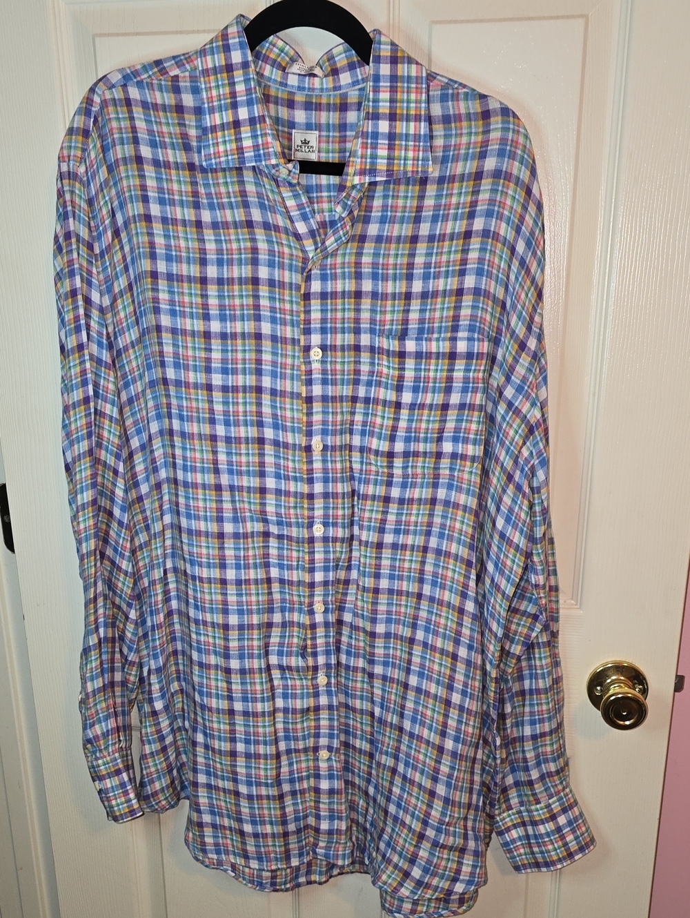 Peter Millar Lightweight Plaid Button-Down Shirt - Blue, Purple, Green, White